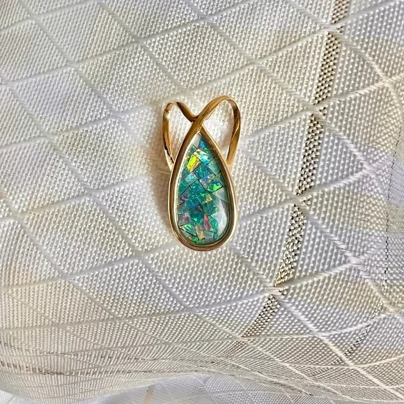 14K Gold Mosaic Australian Opal Pendant, Opal Jewelry, Australian Jewelry - Picture 5 of 14